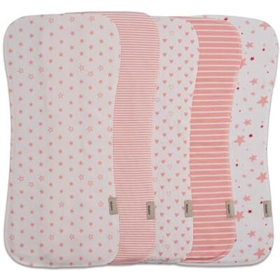 Maiwamita Set van 5 grote slabbetjes van katoen, extra zacht en absorberend (meerkleurig 3 bedrukt), 47 x 22 cm Maiwamita Set van 5 grote slabbetjes van katoen, extra zacht en absorberend (meerkleurig 3 bedrukt), 47 x 22 cm