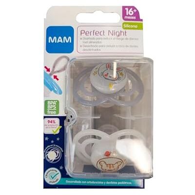 MAM Speen die oplicht in het donker, vanaf 16 maanden, speen van extra dunne en flexibele siliconen, gemakkelijk mee te nemen, met zelfsteriliserende doos, Perfect, neutraal glanzend, set van 2 MAM Speen die oplicht in het donker, vanaf 16 maanden, speen van extra dunne en flexibele siliconen, gemakkelijk mee te nemen, met zelfsteriliserende doos, Perfect, neutraal glanzend, set van 2