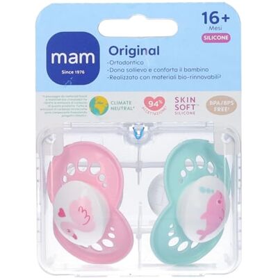 MAM Originele Skinsoft siliconen fopspeen met fopspeenhouder, 16 maanden, roze, 2 stuks MAM Originele Skinsoft siliconen fopspeen met fopspeenhouder, 16 maanden, roze, 2 stuks