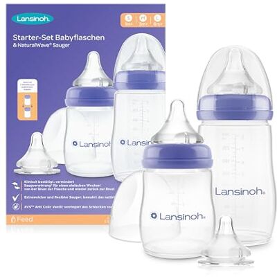 Lansinoh I Starter Natural Wave babyflessen en spenen set Lansinoh I Starter Natural Wave babyflessen en spenen set