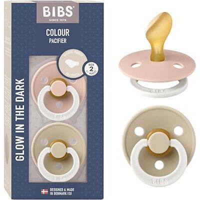 Bibs Colour Anatomical Glow fopspeen in set van 2, anatomisch, BPA-vrij, natuurlijk rubber latex, gemaakt in Denemarken/EU Maat 2 (2 stuks), Blush Glow/Vanilla Glow Bibs Colour Anatomical Glow fopspeen in set van 2, anatomisch, BPA-vrij, natuurlijk rubber latex, gemaakt in Denemarken/EU Maat 2 (2 stuks), Blush Glow/Vanilla Glow