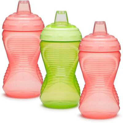Munchkin Mighty Grip Mokken, trainingsbeker voor kinderen en pasgeborenen, 9 maanden, kinderfles, 296 ml, 3 stuks, roze en groen Munchkin Mighty Grip Mokken, trainingsbeker voor kinderen en pasgeborenen, 9 maanden, kinderfles, 296 ml, 3 stuks, roze en groen