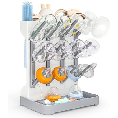 GoMaihe Babyflessenafdruiprek: verticale houder voor babyflessen en babyaccessoires, grijs GoMaihe Babyflessenafdruiprek: verticale houder voor babyflessen en babyaccessoires, grijs