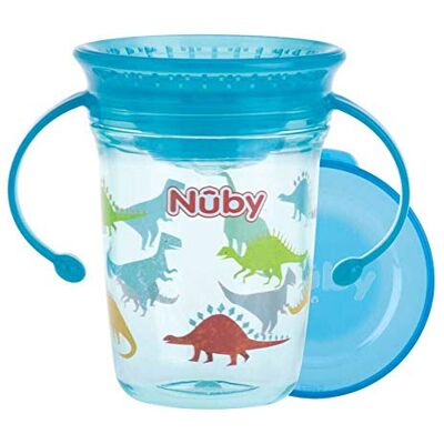 Nuby NV0414019AQUA 360° Wonder cup in Tritan met handvatten 240ml 6m+, blauw Nuby NV0414019AQUA 360° Wonder cup in Tritan met handvatten 240ml 6m+, blauw