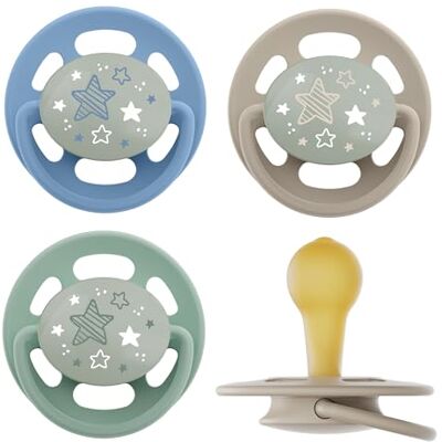 nip Cherry Green Night vanaf 6 maanden set van 4 babyfopspenen, geschikt voor borstvoeding, tandvriendelijk, met lichtknop, duurzame fopspeen van natuurlijke grondstoffen nip Cherry Green Night vanaf 6 maanden set van 4 babyfopspenen, geschikt voor borstvoeding, tandvriendelijk, met lichtknop, duurzame fopspeen van natuurlijke grondstoffen