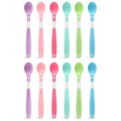 Munchkin 12 stuks baby- en peuterlepels met ergonomische handgrepen, vaatwasmachinebestendig kunststof bestek, BPA-vrije dessertlepels en lepels Munchkin 12 stuks baby- en peuterlepels met ergonomische handgrepen, vaatwasmachinebestendig kunststof bestek, BPA-vrije dessertlepels en lepels