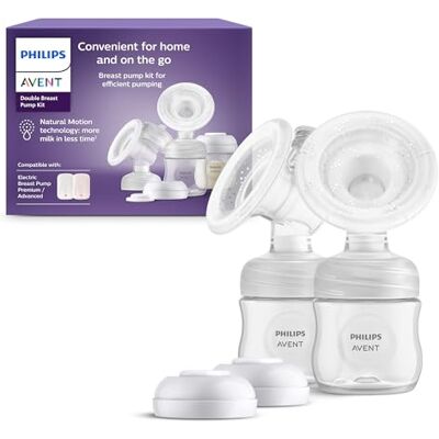 AVENT Philips Dubbele borstkolfset, zonder motorblok, gemakkelijk te reinigen en te monteren, 2 flessen, 2 afdichtringen en 2 afdichtringen voor het bewaren van melk, model SCF335/12 AVENT Philips Dubbele borstkolfset, zonder motorblok, gemakkelijk te reinigen en te monteren, 2 flessen, 2 afdichtringen en 2 afdichtringen voor het bewaren van melk, model SCF335/12