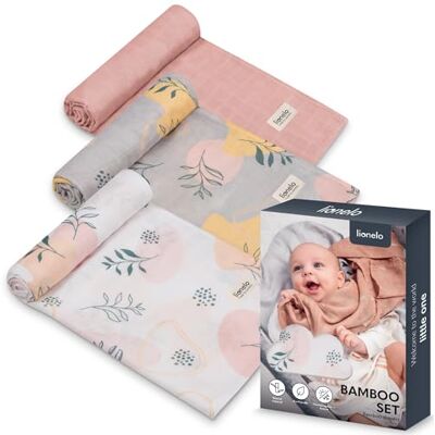 Lionelo Bamboo Box Set van 3 babyluiers, 70 x 70 cm, 100% natuurlijk bamboe, ultrazacht en ademend, veelzijdig inzetbaar: luier, deken, knuffeldier, handdoek, temperatuurregulerend, wasbaar, set met Lionelo Bamboo Box Set van 3 babyluiers, 70 x 70 cm, 100% natuurlijk bamboe, ultrazacht en ademend, veelzijdig inzetbaar: luier, deken, knuffeldier, handdoek, temperatuurregulerend, wasbaar, set met