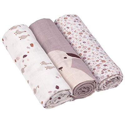 Lässig Babylaken voor kinderopvang, 3 stuks, katoen, 80 x 80 cm, heavenly soft swaddle L Tiny Farmer Flowers Lässig Babylaken voor kinderopvang, 3 stuks, katoen, 80 x 80 cm, heavenly soft swaddle L Tiny Farmer Flowers