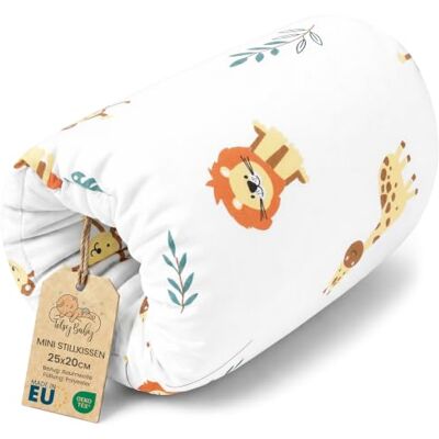 Totsy Baby Voedingskussen voor op reis, 20 cm, katoenen armkussen wasbaar op 30 graden voor fles en borst, past in elke luiertas, safari, wit Totsy Baby Voedingskussen voor op reis, 20 cm, katoenen armkussen wasbaar op 30 graden voor fles en borst, past in elke luiertas, safari, wit