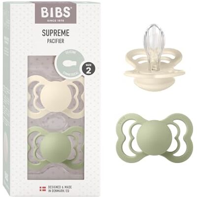 Bibs Supreme Speen verpakking van 2 stuks. BPA-vrij, Symmetrische speen. Siliconen, Maat 2 (6-18 maanden), Ivory / Sage Bibs Supreme Speen verpakking van 2 stuks. BPA-vrij, Symmetrische speen. Siliconen, Maat 2 (6-18 maanden), Ivory / Sage