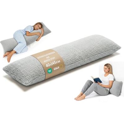 Totsy Baby Ergonomische nekrol, 40 x 145 cm, afneembare overtrek, zwangerschapskussen om aan de zijkant te slapen, lichaamskussen, zacht, ademend, Oeko-Tex gecertificeerd, lichtgrijs Totsy Baby Ergonomische nekrol, 40 x 145 cm, afneembare overtrek, zwangerschapskussen om aan de zijkant te slapen, lichaamskussen, zacht, ademend, Oeko-Tex gecertificeerd, lichtgrijs