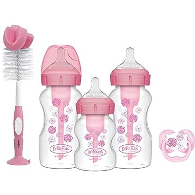 Dr. Brown's Dr Brown's DRBPLUS-WB03601 Options+ Anti-Koliek Baby Flessen Gift Set, Roze Dr. Brown's Dr Brown's DRBPLUS-WB03601 Options+ Anti-Koliek Baby Flessen Gift Set, Roze