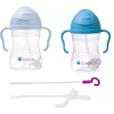 b.box Set van 2 drinkbekers met reserverietje en reinigingsborstel, drinken vanuit elke hoek, klapdeksel, verzwaarde rietje, BPA-vrij, vaatwasmachinebestendig, vanaf 6 jaar b.box Set van 2 drinkbekers met reserverietje en reinigingsborstel, drinken vanuit elke hoek, klapdeksel, verzwaarde rietje, BPA-vrij, vaatwasmachinebestendig, vanaf 6 jaar
