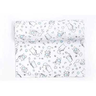 Ti TIN Baby mousseline 125 x 125 cm Chiffon met kattenmotief, lichte en zachte katoenvezel, veelzijdig inzetbare gaasdoek, als deken, halsdoek, slabbetje doek enz. Kleur: turquoise Ti TIN Baby mousseline 125 x 125 cm Chiffon met kattenmotief, lichte en zachte katoenvezel, veelzijdig inzetbare gaasdoek, als deken, halsdoek, slabbetje doek enz. Kleur: turquoise