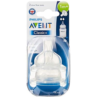 Philips AVENT Klassieke fopspeen met langzame doorstroming, 2 stuks Philips AVENT Klassieke fopspeen met langzame doorstroming, 2 stuks