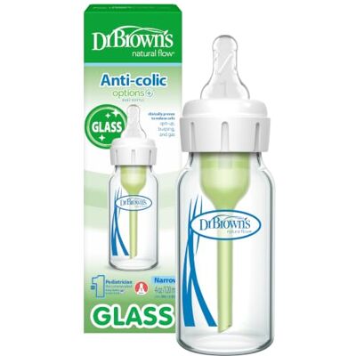 Dr. Brown's Anti-koliek opties + smalle glazen fles, 120 ml, met langzame Klinisch bewezen om koliek te verminderen, glazen fles met langzame stroom zuiger niveau 1,0 m +, BPA-vrij Dr. Brown's Anti-koliek opties + smalle glazen fles, 120 ml, met langzame Klinisch bewezen om koliek te verminderen, glazen fles met langzame stroom zuiger niveau 1,0 m +, BPA-vrij