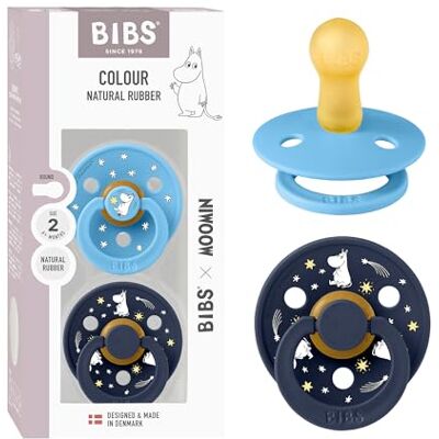 Bibs Colour Moomins fopspeen, set van 2, BPA-vrij, ronde speen, natuurlijk rubberlatex, gemaakt in Denemarken, maat 2 (6-18 maanden), Breeze/Deep Space Bibs Colour Moomins fopspeen, set van 2, BPA-vrij, ronde speen, natuurlijk rubberlatex, gemaakt in Denemarken, maat 2 (6-18 maanden), Breeze/Deep Space