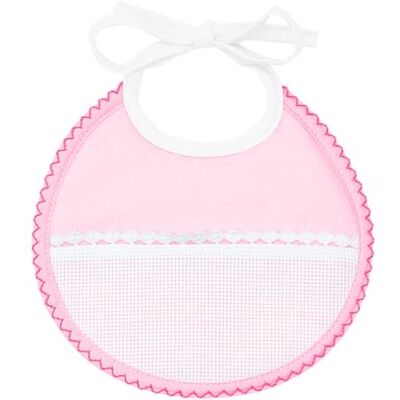 FILET Kleine slabbetjes, rond, praktische accessoires voor baby's en gemakkelijk te bestikken, slabbetjes van zacht katoen-badstof met tas van Aida stof, 100% Made in Italy, kleur: roze FILET Kleine slabbetjes, rond, praktische accessoires voor baby's en gemakkelijk te bestikken, slabbetjes van zacht katoen-badstof met tas van Aida stof, 100% Made in Italy, kleur: roze