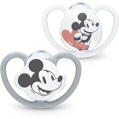 NUK Set van 2 Space Baby fopspenen 0-6 maanden Fopspenen met extra ventilatie BPA-vrije siliconen Mickey Mouse 10730735 meerkleurig NUK Set van 2 Space Baby fopspenen 0-6 maanden Fopspenen met extra ventilatie BPA-vrije siliconen Mickey Mouse 10730735 meerkleurig