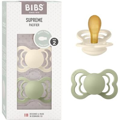 Bibs Supreme fopspeen, set van 2, natuurlijk rubber, symmetrische Deense fopspeen BPA-vrij (Ivory/Sage, maat 2 (vanaf 6 maanden)) Bibs Supreme fopspeen, set van 2, natuurlijk rubber, symmetrische Deense fopspeen BPA-vrij (Ivory/Sage, maat 2 (vanaf 6 maanden))
