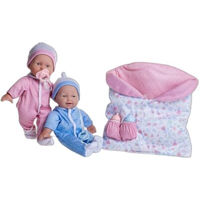 JC TOYS La Baby manchetknopen 28 cm met zacht en wasbaar lichaam, afneembare jurken, flessen, fopspeen en slaapzak omkeerbaar, roze en blauw, ontworpen in Spanje, +12 maanden JC TOYS La Baby manchetknopen 28 cm met zacht en wasbaar lichaam, afneembare jurken, flessen, fopspeen en slaapzak omkeerbaar, roze en blauw, ontworpen in Spanje, +12 maanden