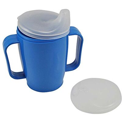 Dr. Junghans Medical Drinkbeker, beker, met handvat en 2 deksels 4 + 12 mm, 250 ml, blauw Dr. Junghans Medical Drinkbeker, beker, met handvat en 2 deksels 4 + 12 mm, 250 ml, blauw