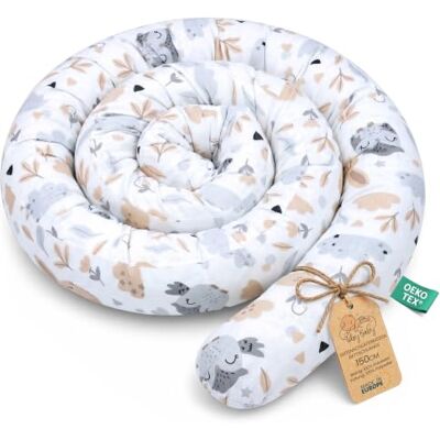 Totsy Baby Serpentijnkussen, XXL, voedingskussen, opgerold, bedrandbescherming, decoratief kussen, bedrand, slang, XL, handgemaakt, lichtgrijs met uilen, 150 cm, Oeko-Tex certificaat Totsy Baby Serpentijnkussen, XXL, voedingskussen, opgerold, bedrandbescherming, decoratief kussen, bedrand, slang, XL, handgemaakt, lichtgrijs met uilen, 150 cm, Oeko-Tex certificaat