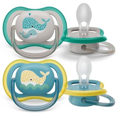 Philips Avent Ultra Air fopspenen, lichte en luchtige fopspenen voor baby's vanaf 18 maanden, 0% BPA, met sterilisatordraagtas, 2 stuks (model SCF349/24) Philips Avent Ultra Air fopspenen, lichte en luchtige fopspenen voor baby's vanaf 18 maanden, 0% BPA, met sterilisatordraagtas, 2 stuks (model SCF349/24)
