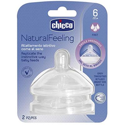 Chicco Naturalfeeling Fopspeen Rechts Snelle Stroom 6+ Maanden 2 Eenheden Chicco Naturalfeeling Fopspeen Rechts Snelle Stroom 6+ Maanden 2 Eenheden