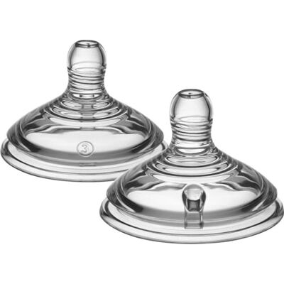 Tommee Tippee Closer to Nature Fopspeen voor babyflessen, van zachte siliconen, 6 m, plus 2 stuks Tommee Tippee Closer to Nature Fopspeen voor babyflessen, van zachte siliconen, 6 m, plus 2 stuks