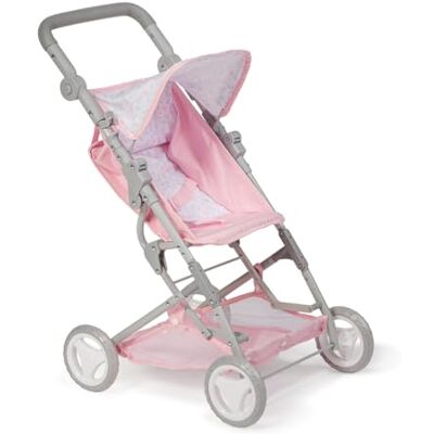 JC TOYS Opvouwbare kinderwagen voor poppen tot 45 cm, ideaal om te spelen en te wandelen, roze met bloemendecoratie, ontworpen door Berenguer, +3 jaar JC TOYS Opvouwbare kinderwagen voor poppen tot 45 cm, ideaal om te spelen en te wandelen, roze met bloemendecoratie, ontworpen door Berenguer, +3 jaar