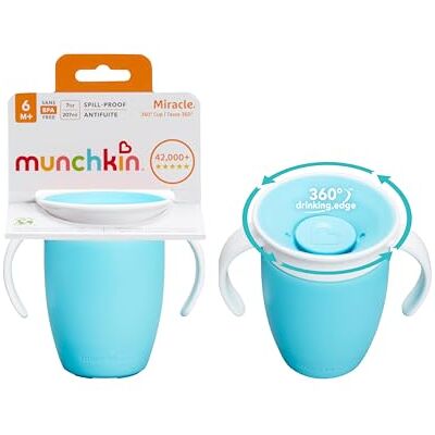 Munchkin Miracle 360 Drinkbeker voor kinderen, 2 stuks, BPA-vrij, waterfles, 207 ml, 6 maanden en ouder, blauw Munchkin Miracle 360 Drinkbeker voor kinderen, 2 stuks, BPA-vrij, waterfles, 207 ml, 6 maanden en ouder, blauw