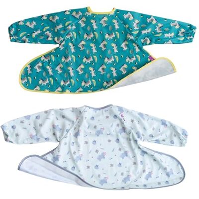 Tidy Tot ®™ 2 slabbetjes Catch extra slabbetjes voor dienblad en sets, duo-verpakking met slabbetjes met mouwen, 2 sluitingen, waterdicht voor babyvoeding (BLW). Eén maat Tidy Tot ®™ 2 slabbetjes Catch extra slabbetjes voor dienblad en sets, duo-verpakking met slabbetjes met mouwen, 2 sluitingen, waterdicht voor babyvoeding (BLW). Eén maat