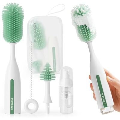 Momcozy Flessenborstel Set Pro, Push-Press, Silicone, 360°, Reizen Momcozy Flessenborstel Set Pro, Push-Press, Silicone, 360°, Reizen