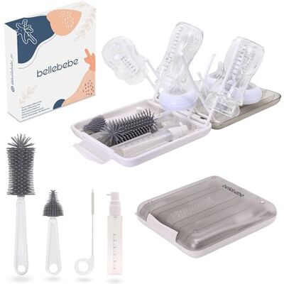 BELLEBEBE Flessenafdruipset met borstel, 6-in-1 afdruipset en flessenborstel, draagbaar en opvouwbaar, BPA-vrij BELLEBEBE Flessenafdruipset met borstel, 6-in-1 afdruipset en flessenborstel, draagbaar en opvouwbaar, BPA-vrij