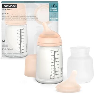 Suavinex , Zerø.Zerø Fles Pack Medium Flow. Anti-koliek fles 270 ml met speen met gemiddelde doorstroming + speen met gemiddelde doorstroming + reservezak voor anti-koliek siliconen Suavinex , Zerø.Zerø Fles Pack Medium Flow. Anti-koliek fles 270 ml met speen met gemiddelde doorstroming + speen met gemiddelde doorstroming + reservezak voor anti-koliek siliconen