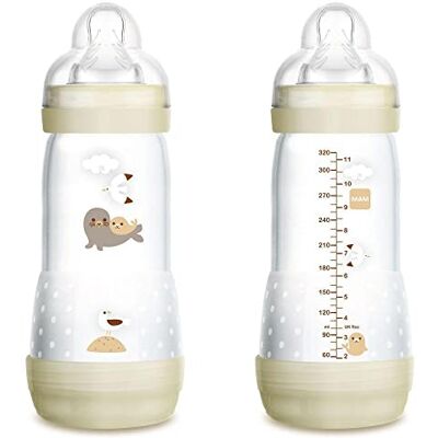 MAM Anti-koliek fles A154 Collection Colours of Nature, mat oppervlak, gepatenteerde anti-koliek fles, fopspeen 3 van ultrazachte SkinsoftTM siliconen voor baby's vanaf 4 maanden, 320 ml, neutraal MAM Anti-koliek fles A154 Collection Colours of Nature, mat oppervlak, gepatenteerde anti-koliek fles, fopspeen 3 van ultrazachte SkinsoftTM siliconen voor baby's vanaf 4 maanden, 320 ml, neutraal