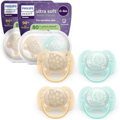 AVENT Philips SCF091/49 Ultrazachte fopspeen Orthodontisch voor baby's van 0-6 maanden, zachte kraag, symmetrische siliconen speen, BPA-vrij, met 2 sterilisatiehoezen, 4 stuks AVENT Philips SCF091/49 Ultrazachte fopspeen Orthodontisch voor baby's van 0-6 maanden, zachte kraag, symmetrische siliconen speen, BPA-vrij, met 2 sterilisatiehoezen, 4 stuks