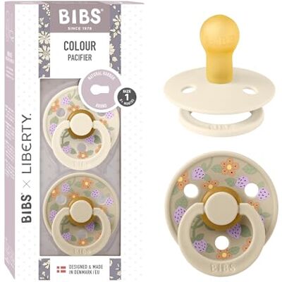 Bibs Liberty fopspeen, 2 kleuren van natuurlijk rubberlatex, maat 1 (0-6 maanden), BPA-vrij, ronde speen, ontworpen en geproduceerd in Denemarken, mix van aardbeien en ivoorcrème Bibs Liberty fopspeen, 2 kleuren van natuurlijk rubberlatex, maat 1 (0-6 maanden), BPA-vrij, ronde speen, ontworpen en geproduceerd in Denemarken, mix van aardbeien en ivoorcrème