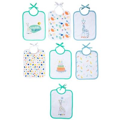 Babycalin Set van 7 slabbetjes geboorte Sophie de giraffe Babycalin Set van 7 slabbetjes geboorte Sophie de giraffe