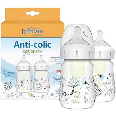 Dr. Brown's Natural Flow® Anti-Colic Options+™ Babyfles met brede hals, 150 ml, 2 stuks Dr. Brown's Natural Flow® Anti-Colic Options+™ Babyfles met brede hals, 150 ml, 2 stuks