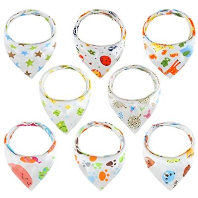 welsberg 8 uniseks bandana-slabbetjes, 100% biologisch katoen, voor baby's, meisjes en jongens, 0-36 maanden, met druk, tandabsorberend welsberg 8 uniseks bandana-slabbetjes, 100% biologisch katoen, voor baby's, meisjes en jongens, 0-36 maanden, met druk, tandabsorberend