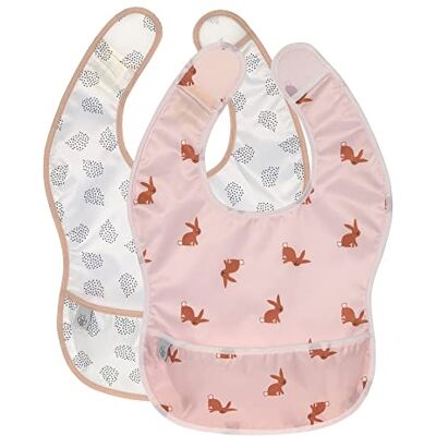 Lässig Baby Bib Bib Little Forest Rabbit, 2-delig, met bescherming tegen vallen, waterafstotend, Eva Lässig Baby Bib Bib Little Forest Rabbit, 2-delig, met bescherming tegen vallen, waterafstotend, Eva