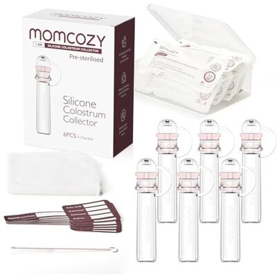 Momcozy Colostrum & moedermelk verzamelaar, herbruikbaar, set van 6 draagbare containers, 5 ml, BPA-vrij, met etui en katoenen doekjes, hygiënische opslag van borstvoeding Momcozy Colostrum & moedermelk verzamelaar, herbruikbaar, set van 6 draagbare containers, 5 ml, BPA-vrij, met etui en katoenen doekjes, hygiënische opslag van borstvoeding