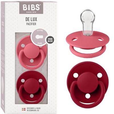Bibs De Lux Speen verpakking van 2 stuks. BPA-vrij, Ronde speen. Siliconen, Eén maat, Coral / Ruby Bibs De Lux Speen verpakking van 2 stuks. BPA-vrij, Ronde speen. Siliconen, Eén maat, Coral / Ruby