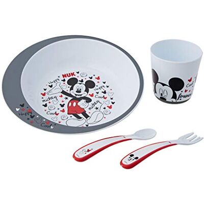 NUK Disney Mickey serviesset 6+ maanden Inclusief bord, vork, lepel en beker NUK Disney Mickey serviesset 6+ maanden Inclusief bord, vork, lepel en beker