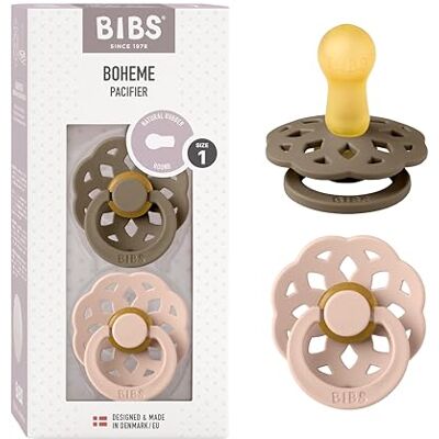 Bibs Boheme BPA-vrije fopspeen in kersenvorm, maat 1 (0-6 maanden), 2 stuks, bruin/roze (woodchuck/blush) Bibs Boheme BPA-vrije fopspeen in kersenvorm, maat 1 (0-6 maanden), 2 stuks, bruin/roze (woodchuck/blush)