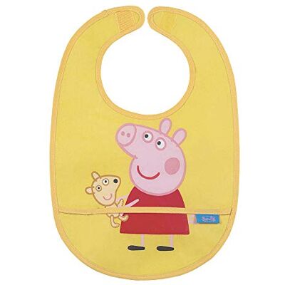 Peppa Pig Petit Jour Paris PI617BK slabbetje, wasdoek, geel, met klittenbandsluiting en opvangzak Peppa Pig Petit Jour Paris PI617BK slabbetje, wasdoek, geel, met klittenbandsluiting en opvangzak