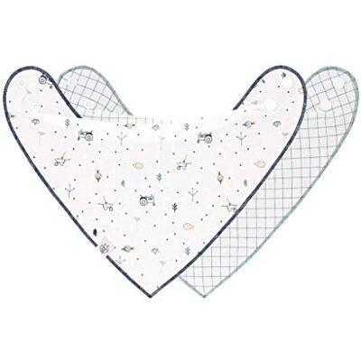 Lässig Slabbetje baby sjaal driehoek set 2 stks. Biologisch katoen omkeerbare drukknoop/Baby Bandana Garden Explorer Traktor Lässig Slabbetje baby sjaal driehoek set 2 stks. Biologisch katoen omkeerbare drukknoop/Baby Bandana Garden Explorer Traktor